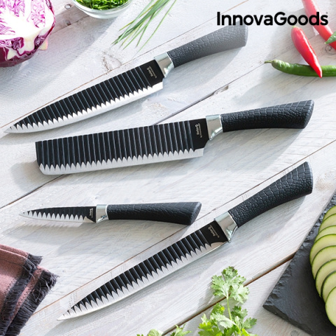Zestaw noży kuchennych Swiss Q - Black Shark 4 szt. InnovaGoods V0101019 Zestaw noży kuchennych Swiss Q - Black Shark 4 szt. InnovaGoods V0101019