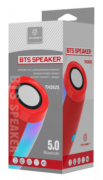 Głośnik BTS TUBA LED TH2625 Czerwony Bluetooth 5.0 TECHANCY Głośnik BTS TUBA LED TH2625 Czerwony Bluetooth 5.0 TECHANCY