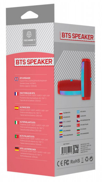 Głośnik BTS TUBA LED TH2625 Czerwony Bluetooth 5.0 TECHANCY Głośnik BTS TUBA LED TH2625 Czerwony Bluetooth 5.0 TECHANCY