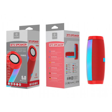Głośnik BTS TUBA LED TH2625 Czerwony Bluetooth 5.0 TECHANCY Głośnik BTS TUBA LED TH2625 Czerwony Bluetooth 5.0 TECHANCY