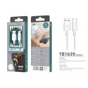 Kabel USB typ C 2.4A 1m BIAŁY szybkie ładowanie TECHANCY TB1639