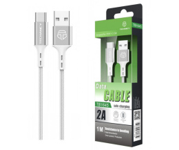 Kabel USB typ C - 2A 1m Srebrny TB1645 TECHANCY