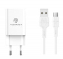 Ładowarka z kablem USB typu C 2,4A BIAŁA 1m TECHANCY TA2788