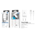 Ładowarka z kablem USB typu C 2,4A BIAŁA 1m TECHANCY TA2788