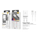 Ładowarka z kablem micro USB 2,4A BIAŁA 1m USB 2x TECHANCY TA2792