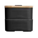 Śniadaniówka LUNCH BOX ze sztućcami, Podwójny z pokrywką bambus 18,5 x 10,5 x 9,3 cm